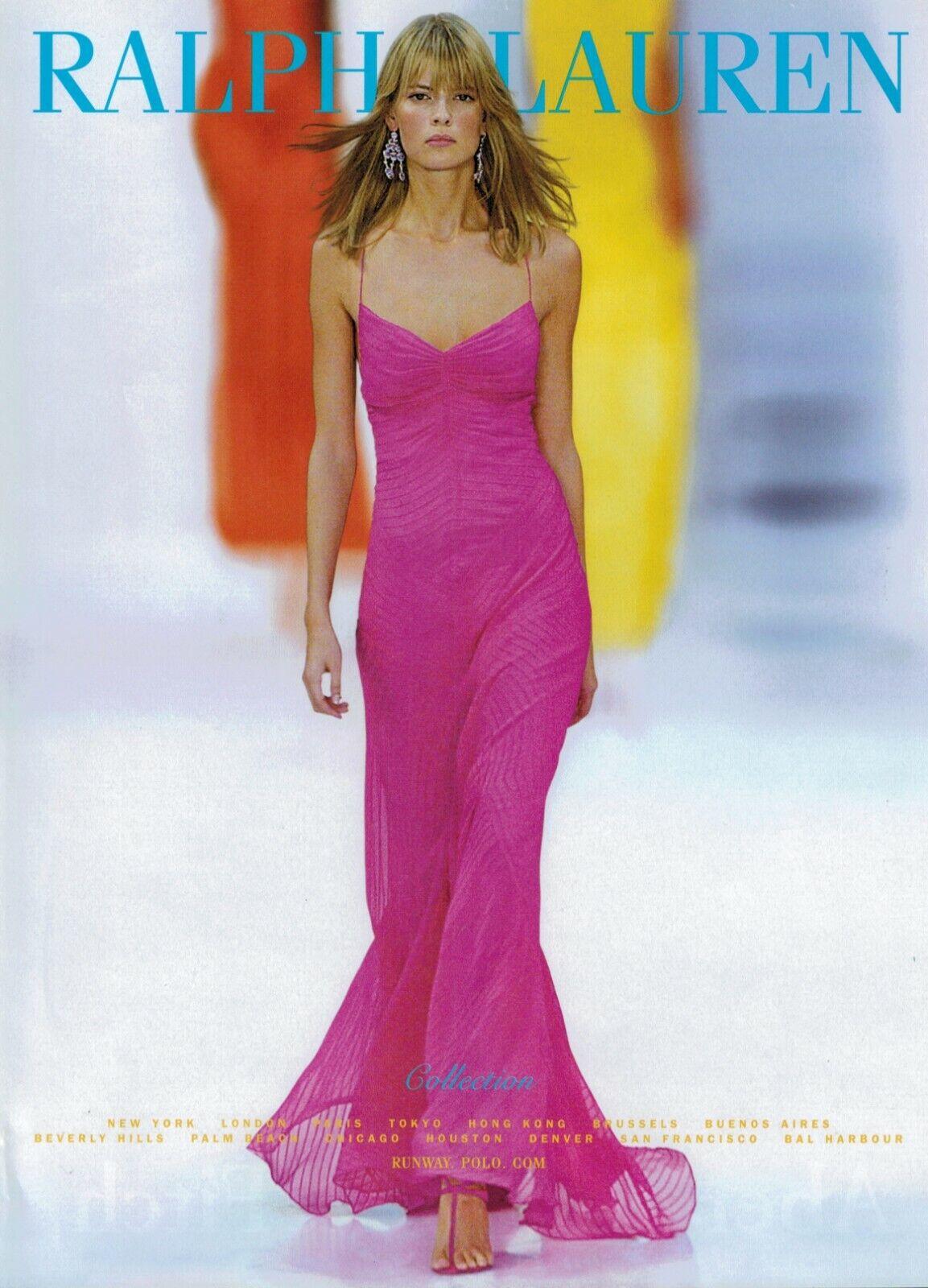 TheRealList presents: a fabulous hot pink Ralph Lauren pleated chiffon gown. From the Spring/Summer 2004 collection, this gown took center stage as look 43, modeled by the enchanting Julia Stegner. This sensational gown, reminiscent of Barbie's