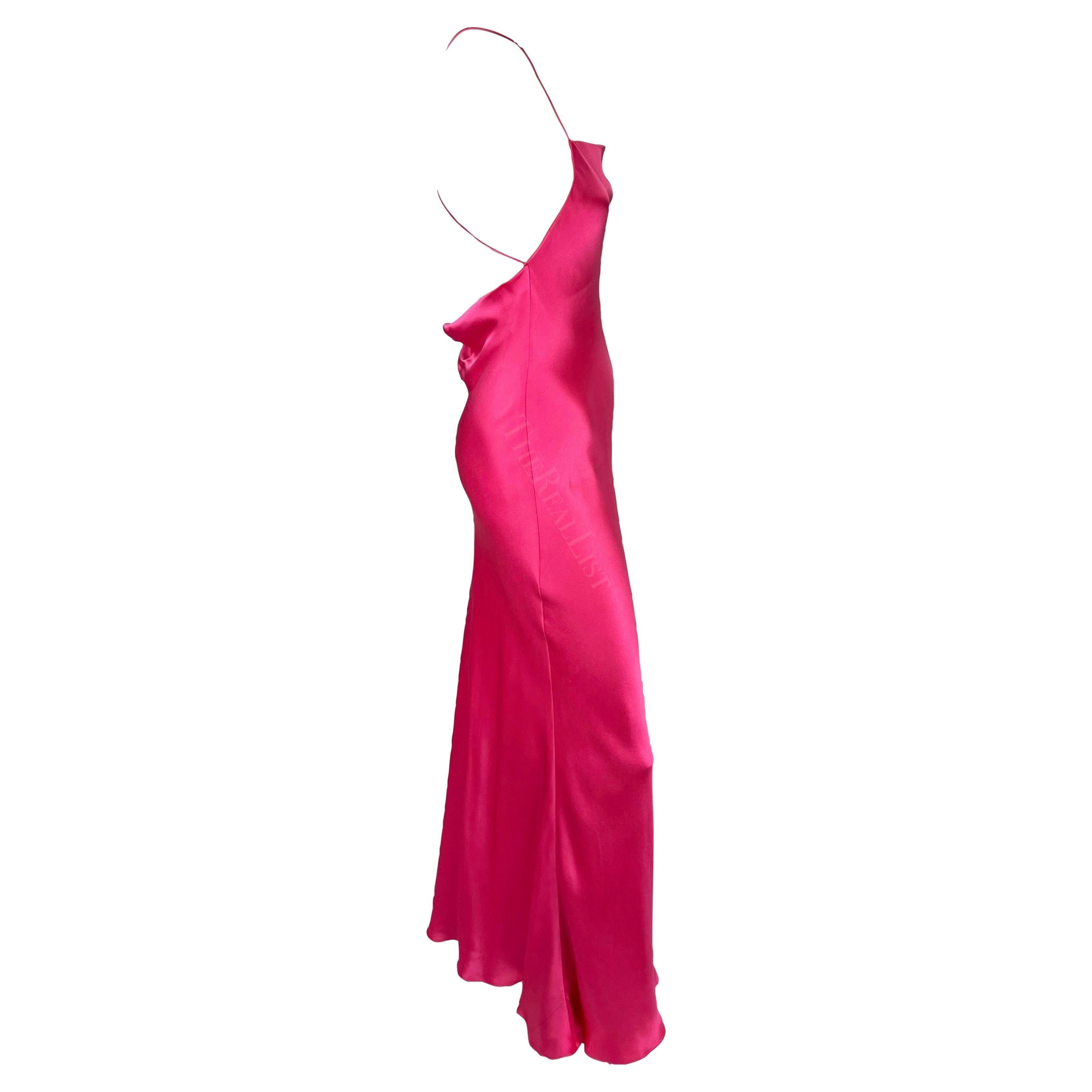 S/S 2004 Ralph Lauren Runway Robe à dos nu en satin de soie rose vif en vente 5