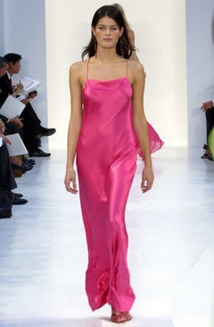 S/S 2004 Ralph Lauren Runway Hot Pink Silk Satin Backless Slip Gown