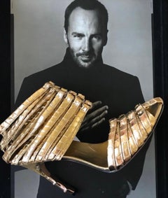 S/S 2004 Tom Ford For Gucci Gold Python Corset Shoes Size 7 ***New!