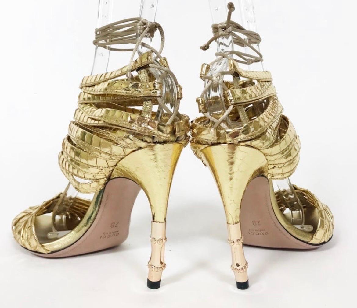 S/S 2004 Tom Ford For Gucci Gold Python Corset Shoes Size 7 ***New! 3