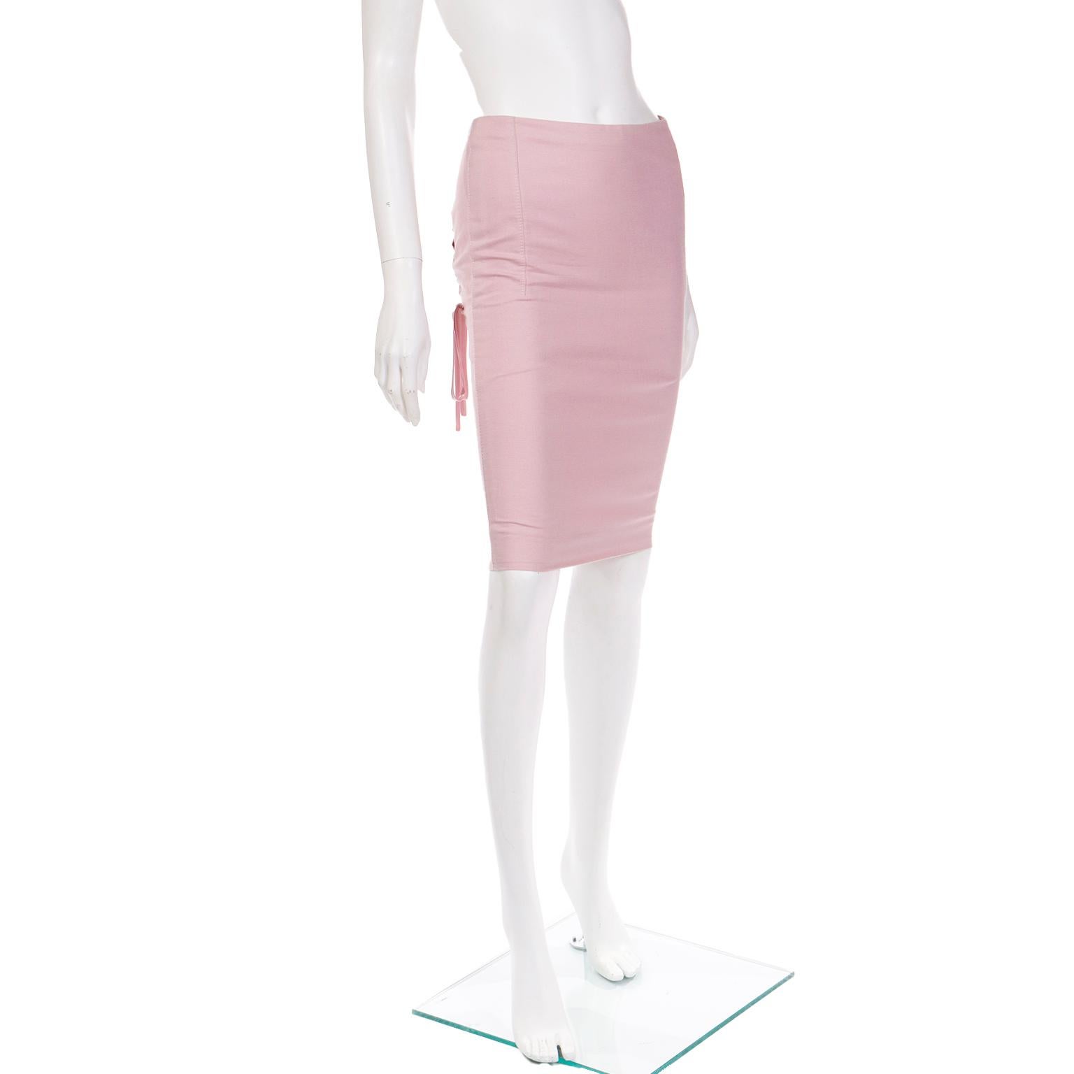 S/S 2004 Valentino Garavani Pink Corset Tied Runway Skirt For Sale 1