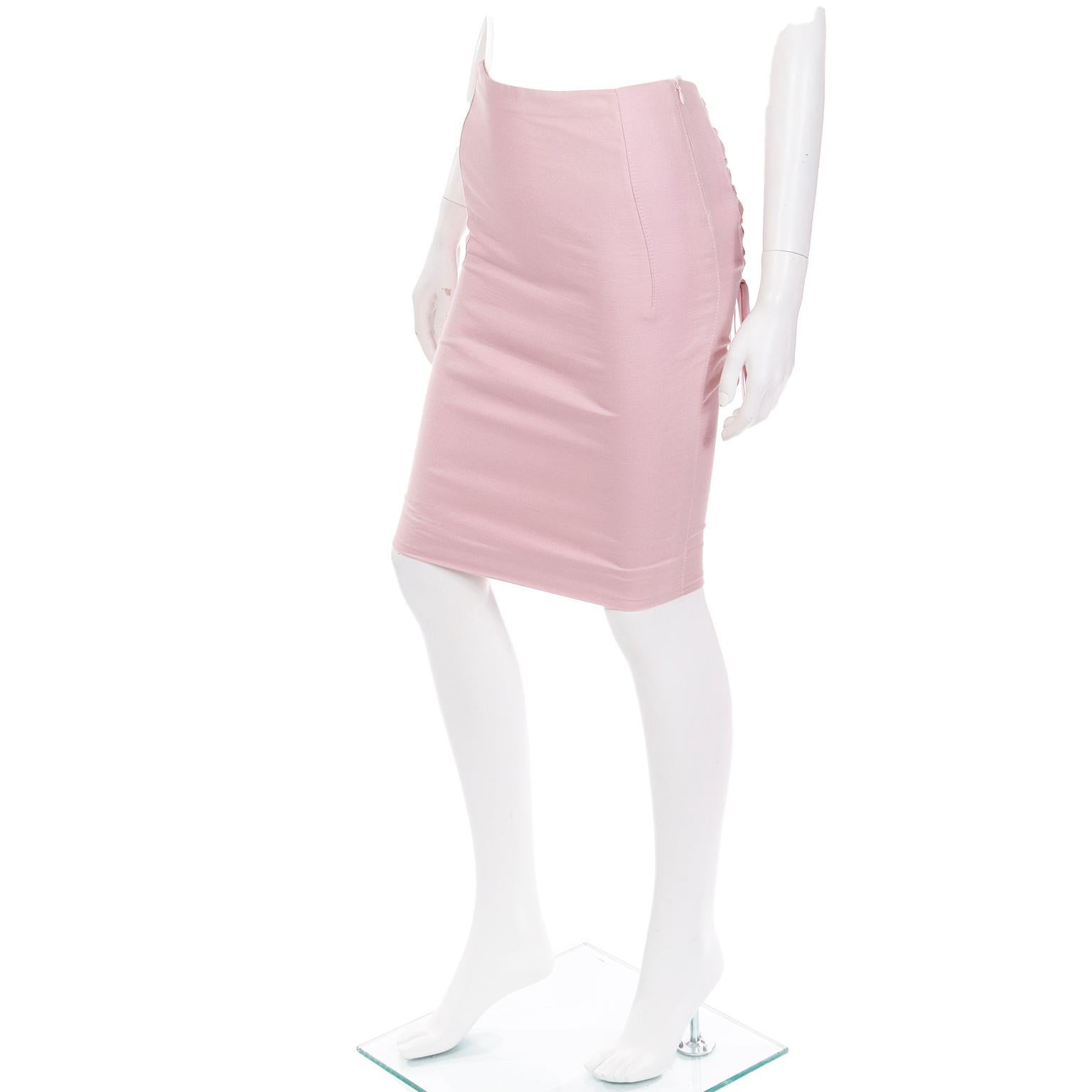 S/S 2004 Valentino Garavani Pink Corset Tied Runway Skirt For Sale 3