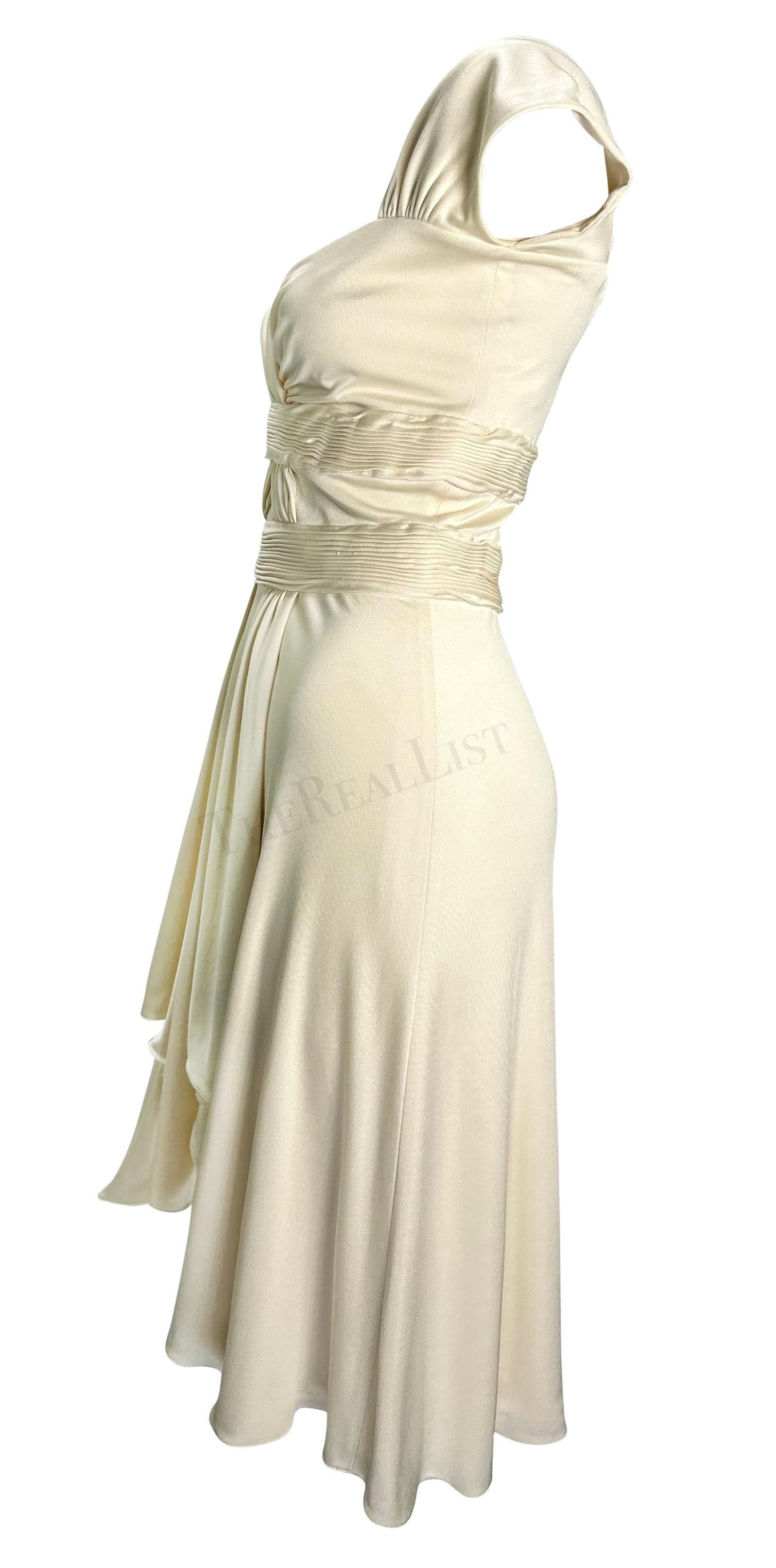 S/S 2004 Valentino Garavani Laufsteg-Anzeige Gerafftes Off-White-Schlagkleid im Angebot 2