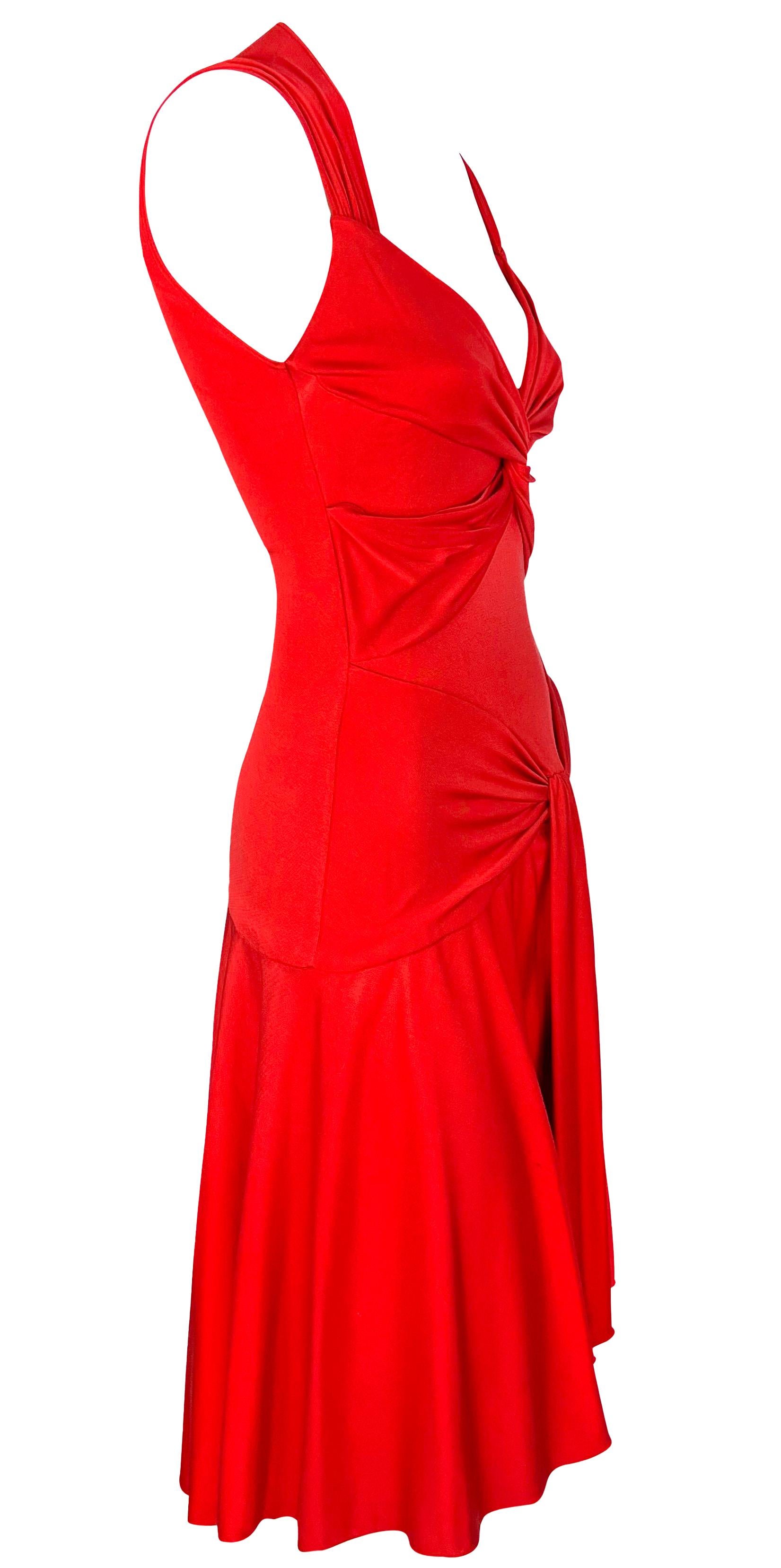 S/S 2004 Valentino Garavani Runway Red Silk Bodycon Flare Mini Dress For Sale 5
