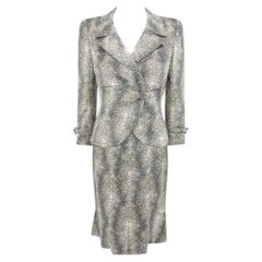 S/S 2004 Valentino Haute Couture Runway Shagreen Print Satin Jacket Dress Set