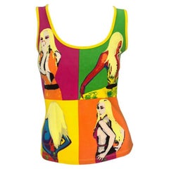 S/S 2004 Versace by Donatella Runway Neon Pop-Art Warhol Stretch Tank Top