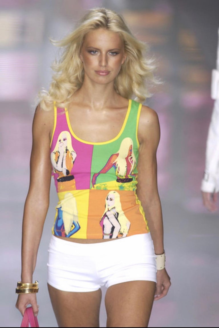 S/S 2004 Versace by Donatella Runway Neon Pop-Art Warhol Stretch Tank ...