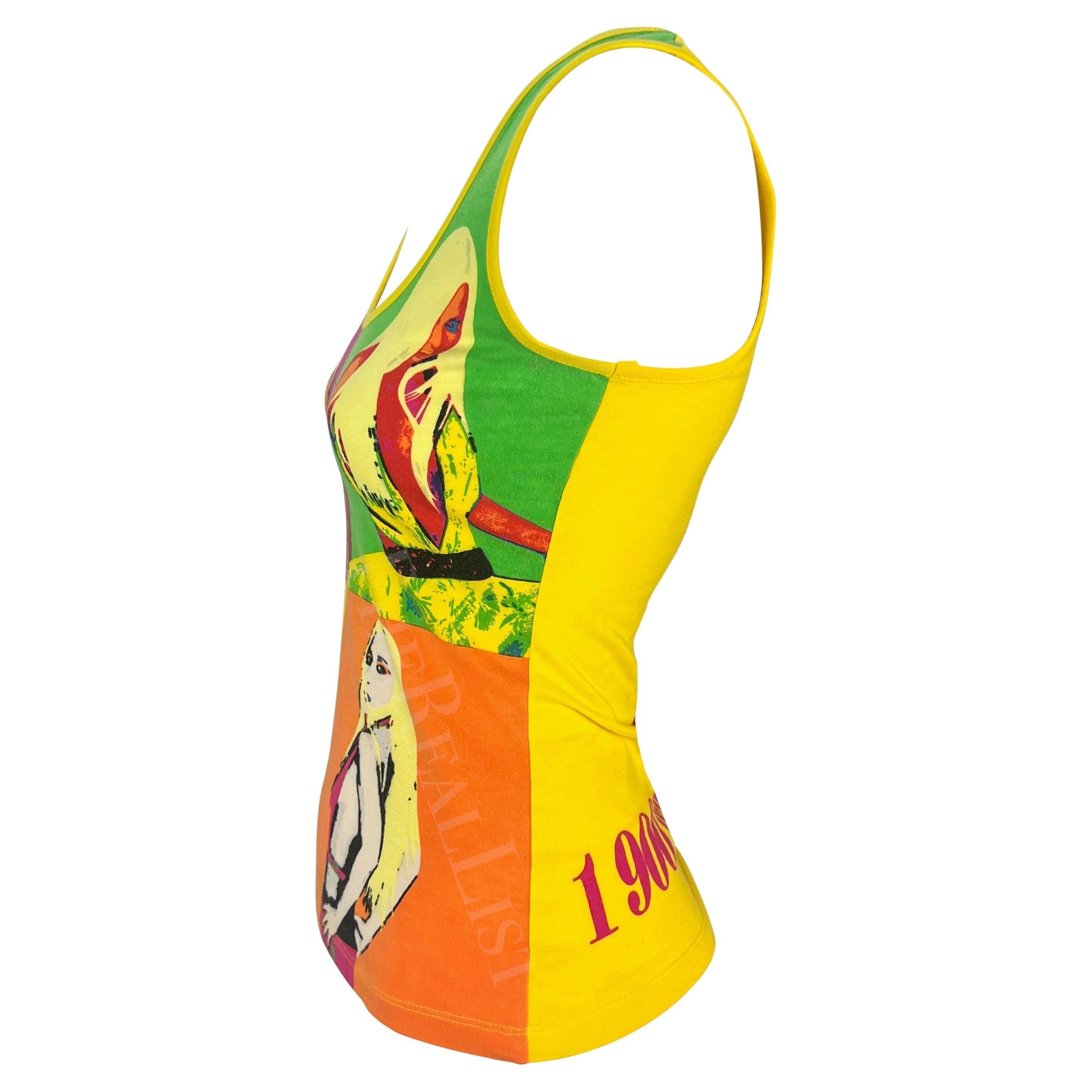Débardeur stretch S/S 2004 Versace by Donatella Runway Neon Pop-Art Warhol Pour femmes en vente