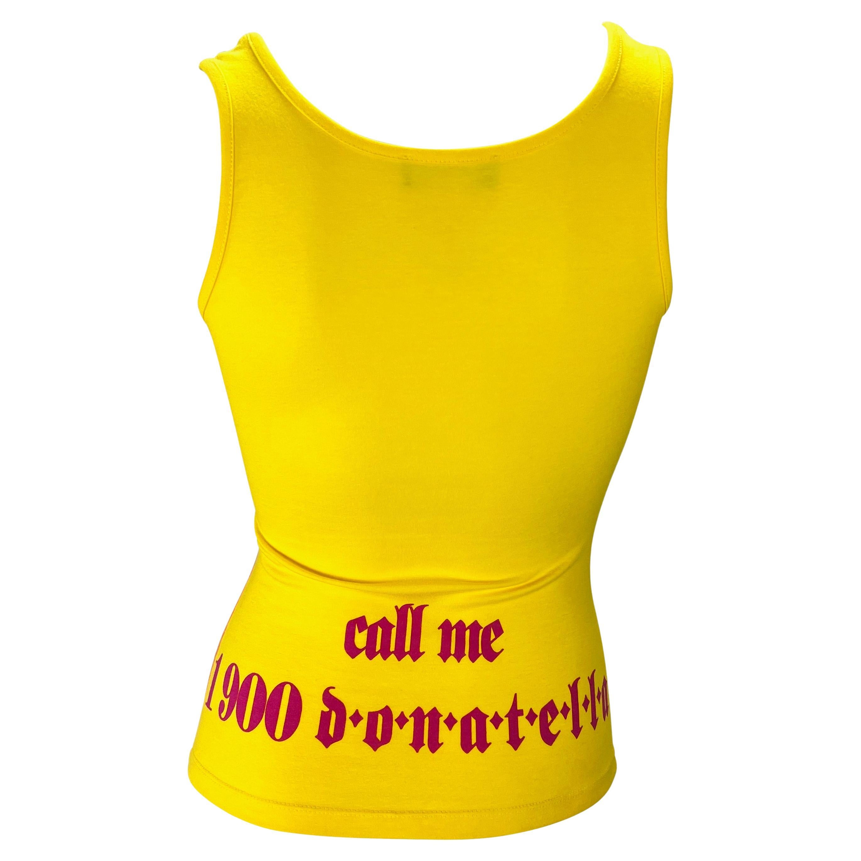 Yellow S/S 2004 Versace by Donatella Runway Neon Pop-Art Warhol Stretch Tank Top For Sale