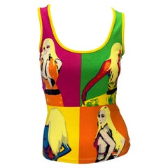 S/S 2004 Versace by Donatella Runway Neon Pop-Art Warhol Stretch Tank Top