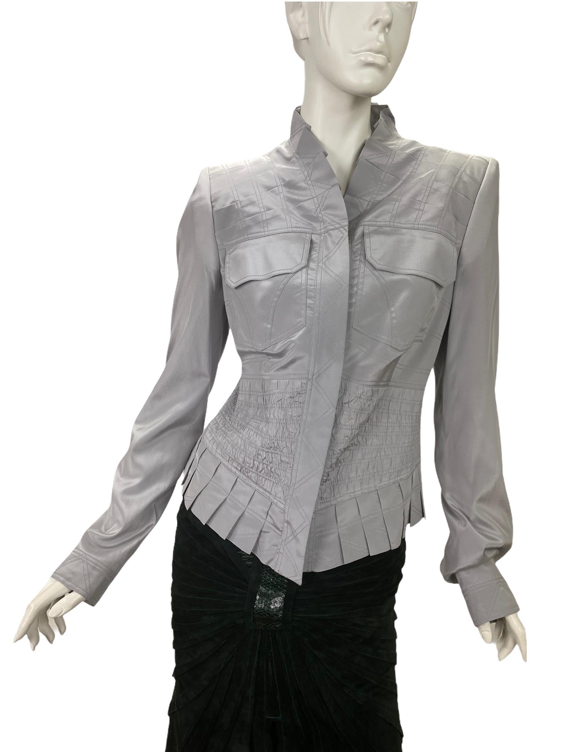 S/S 2004 Vintage Runway Tom Ford for Gucci Dove Grey Silk Jacket

IT Size 44

90% Silk, 10% Spandex

New, in immaculate condition with tags attached.

