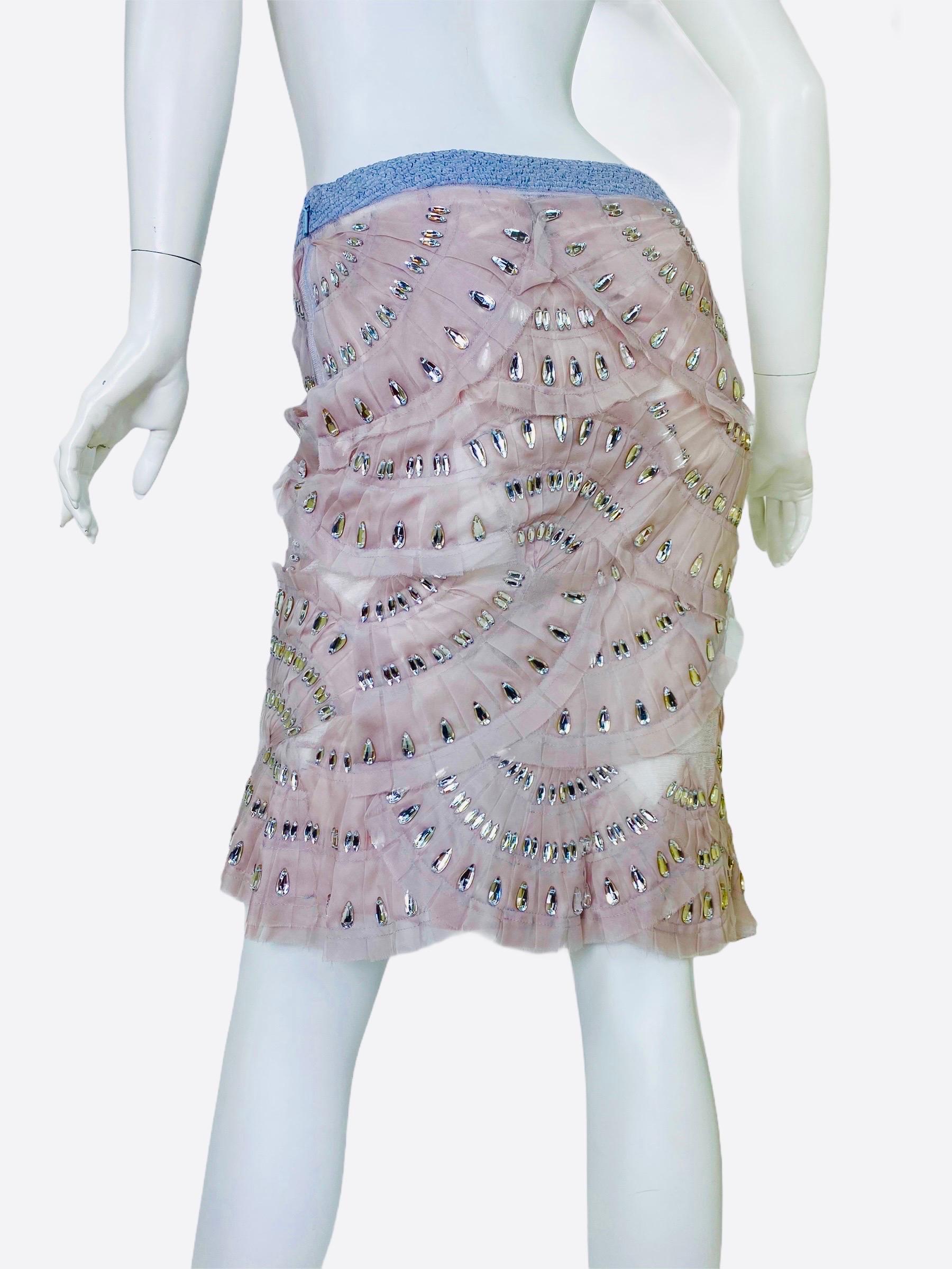 S/S 2004 Vintage Tom Ford for Gucci Runway Crystal Embellished Skirt Size 40 NWT For Sale 1