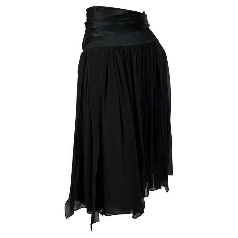 S/S 2004 Yves Saint Laurent by Tom Ford Black Pleated Silk Flare Skirt NWT In New Condition For Sale In Philadelphia, PA