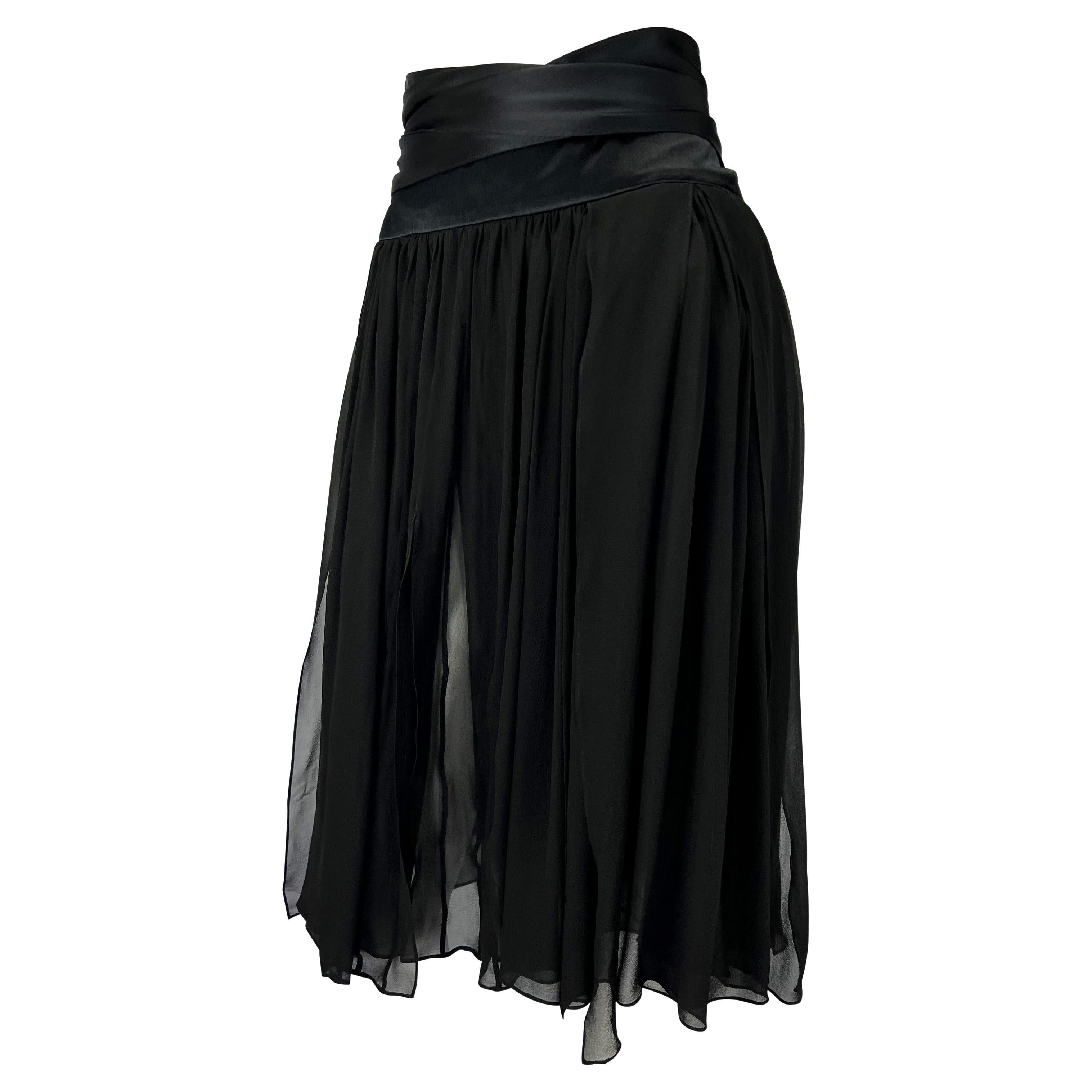 S/S 2004 Yves Saint Laurent by Tom Ford Black Pleated Silk Flare Skirt NWT 1