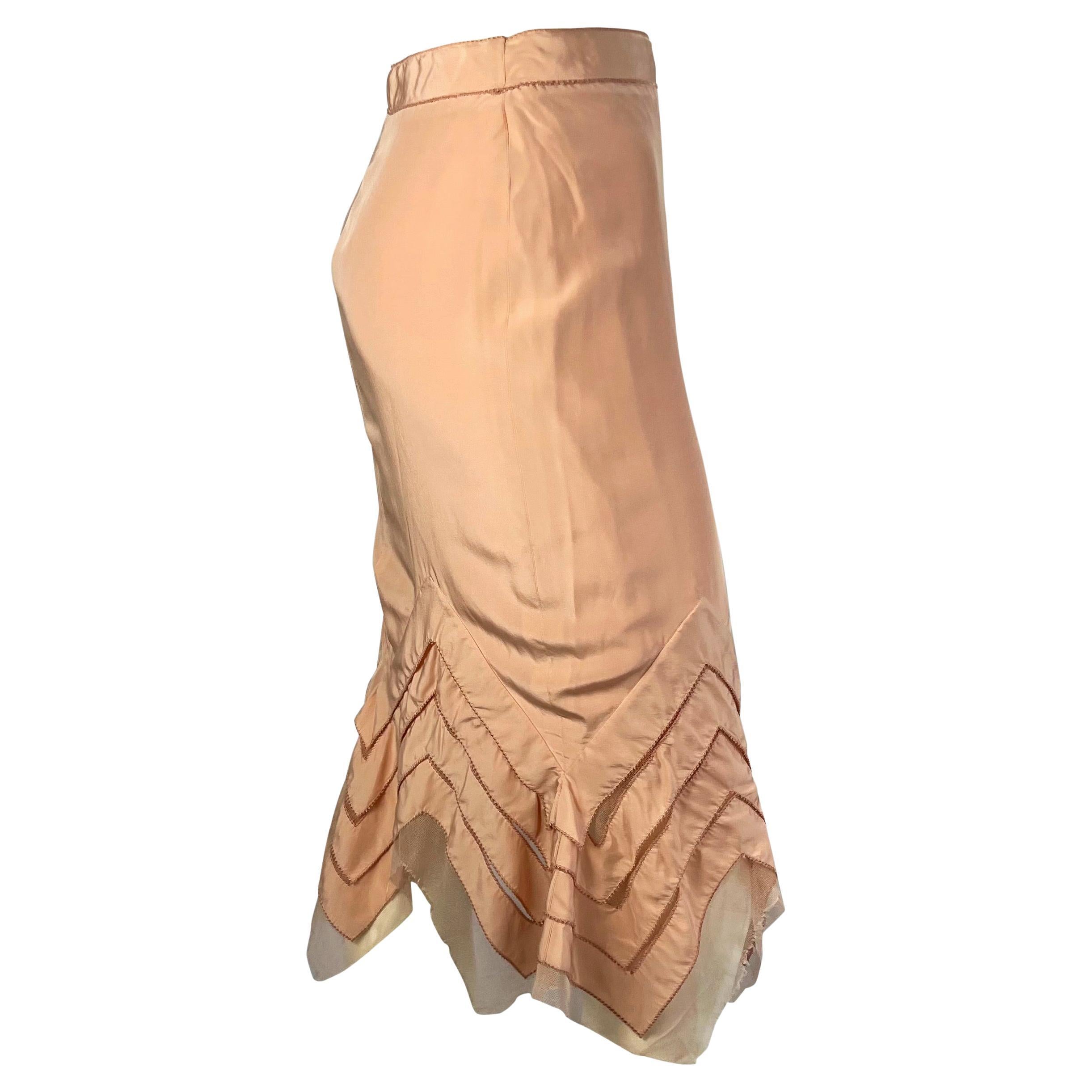 blush silk skirt