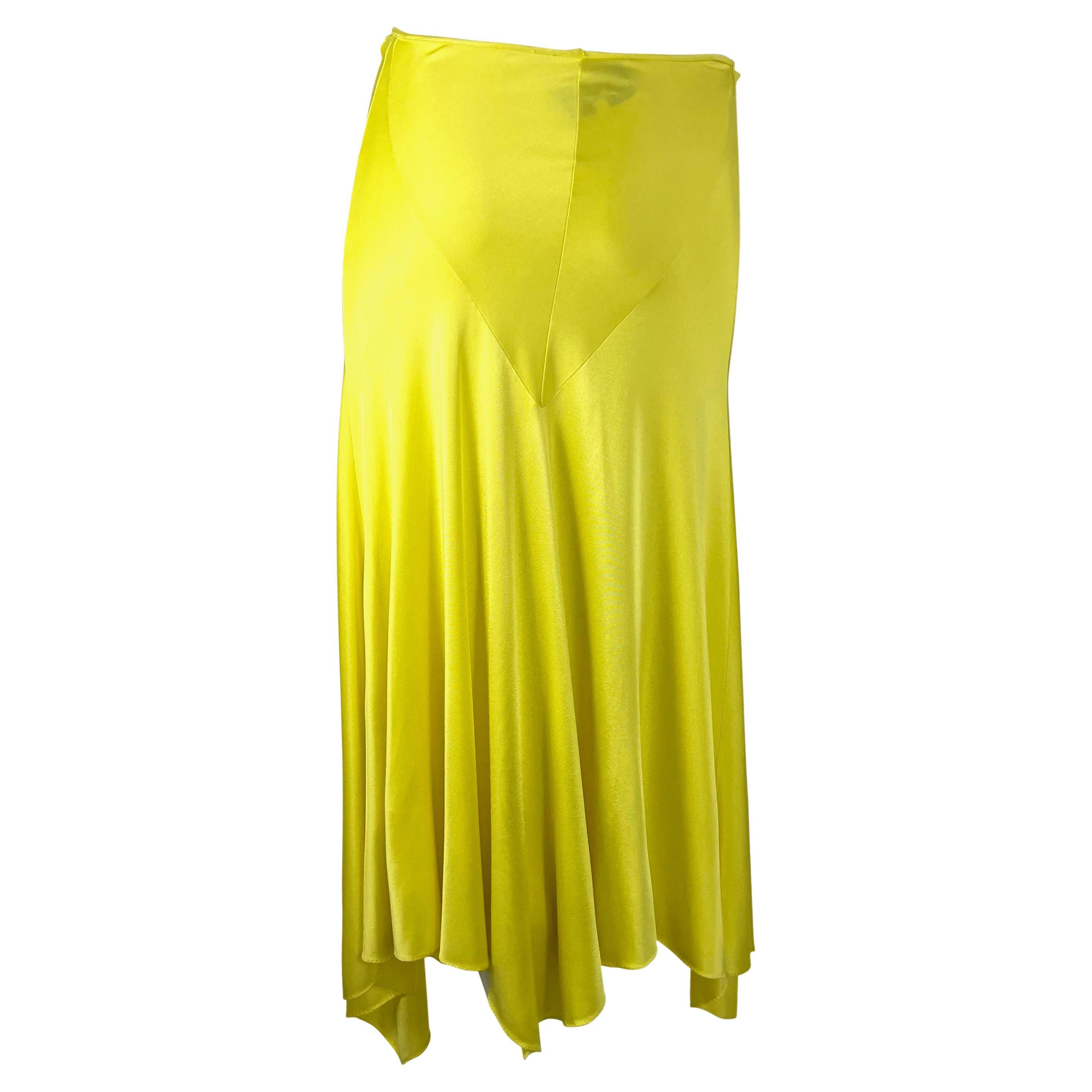 S/S 2004 Yves Saint Laurent by Tom Ford Canary Yellow Stretch Maxi Skirt In Excellent Condition For Sale In West Hollywood, CA