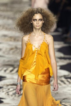 S/S 2004 Yves Saint Laurent by Tom Ford Pink Tiered Button Crop Top