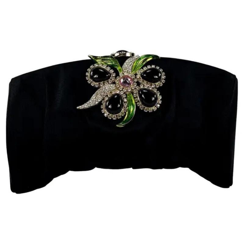 S/S 2004 Yves Saint Laurent by Tom Ford Bolso de mano de satén de seda con flores de strass
