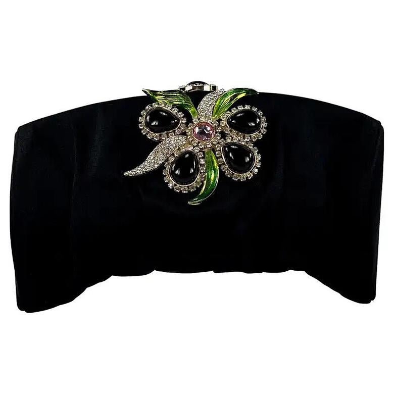 S/S 2004 Yves Saint Laurent by Tom Ford Rhinestone Flower Silk Satin Clutch