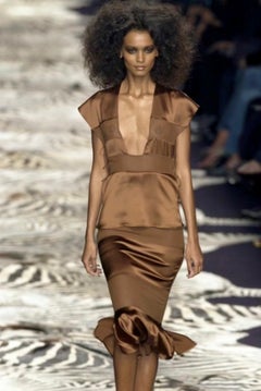 S/S 2004 Yves Saint Laurent by Tom Ford Runway Sheer Satin Ribbon Tent Top