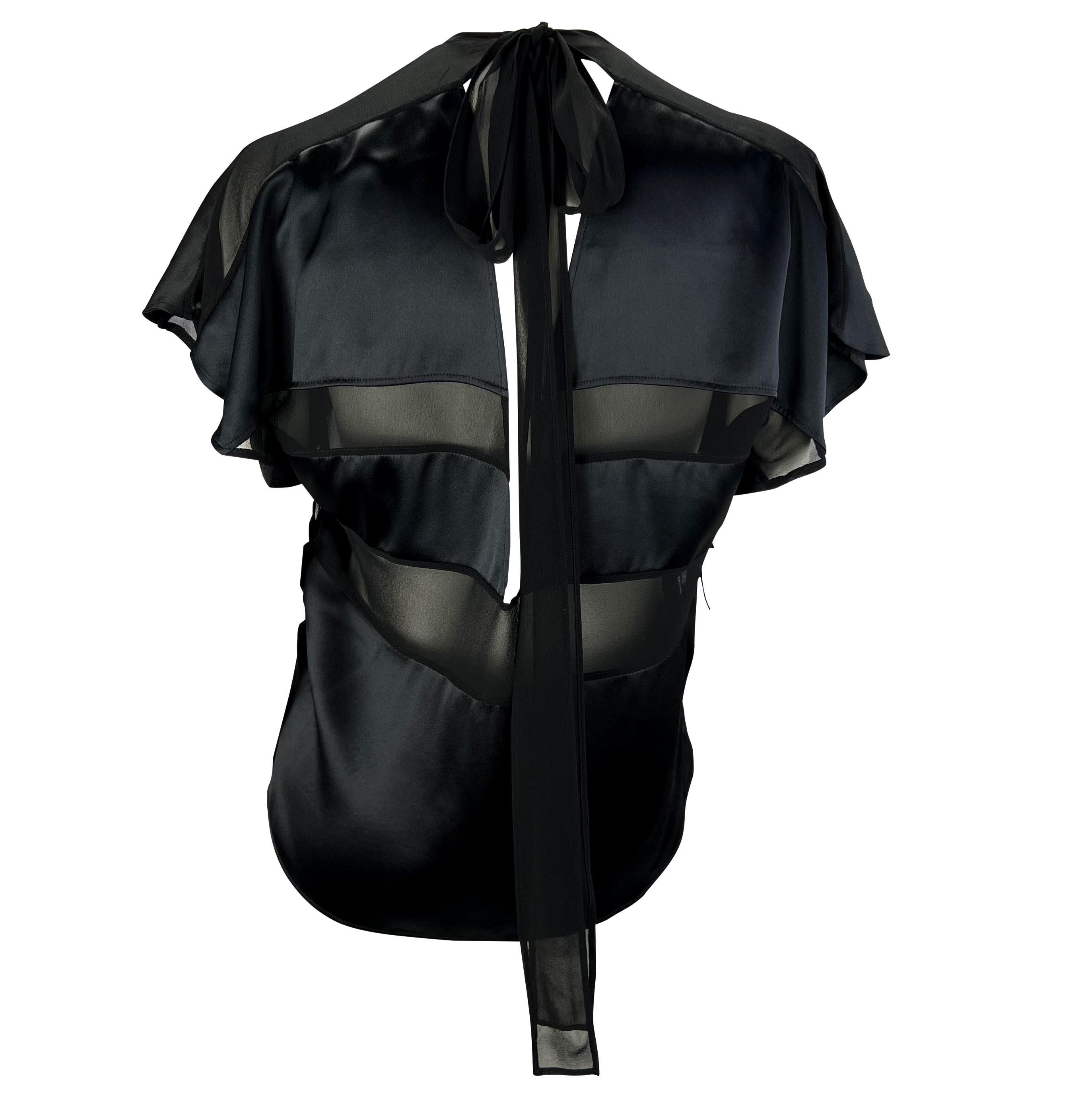 S/S 2004 Yves Saint Laurent by Tom Ford Runway Sheer Satin Ribbon Tent Top In Excellent Condition For Sale In West Hollywood, CA