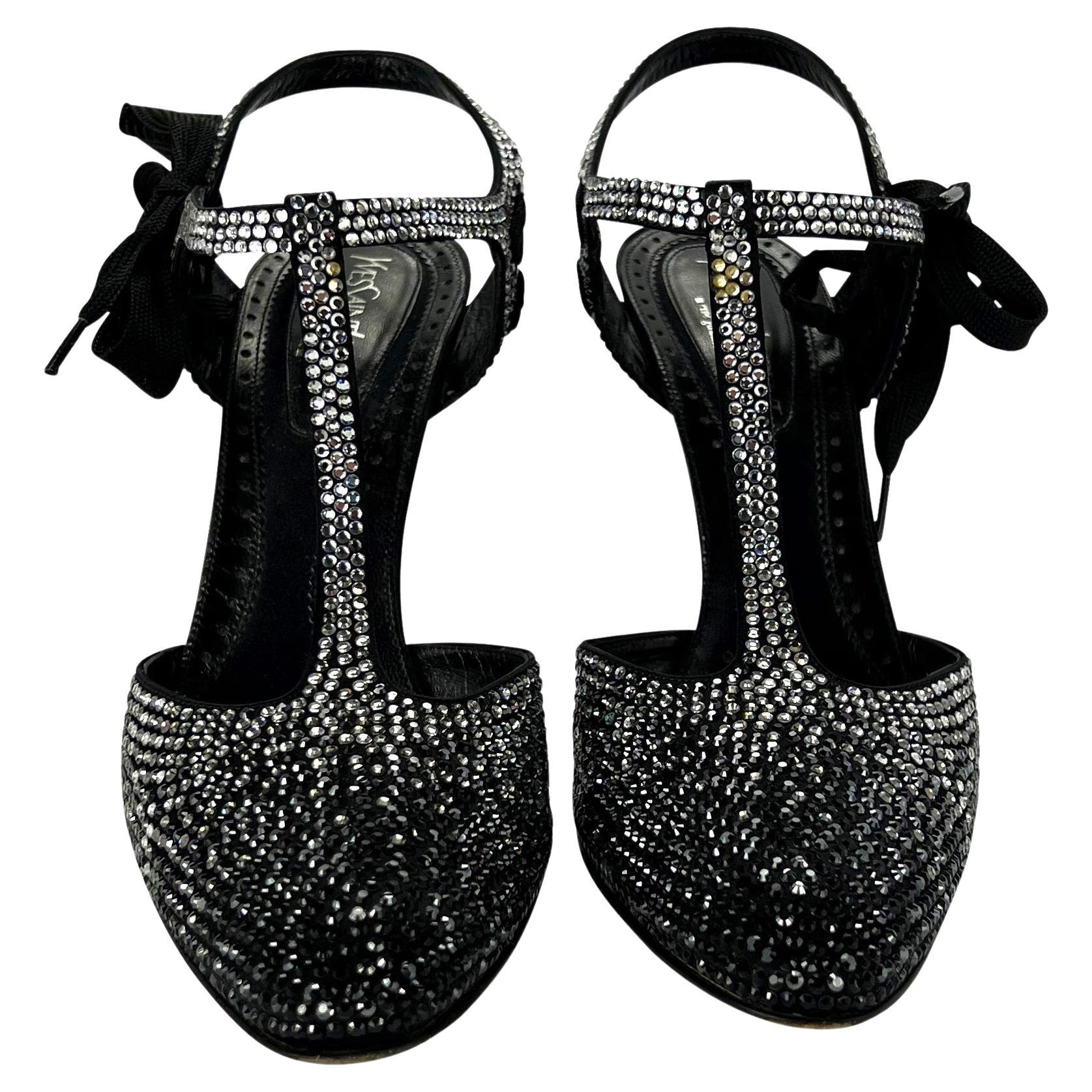 S/S 2004 Yves Saint Laurent by Tom Ford Swarovski Rhinestone Spectator Heels In Good Condition In West Hollywood, CA