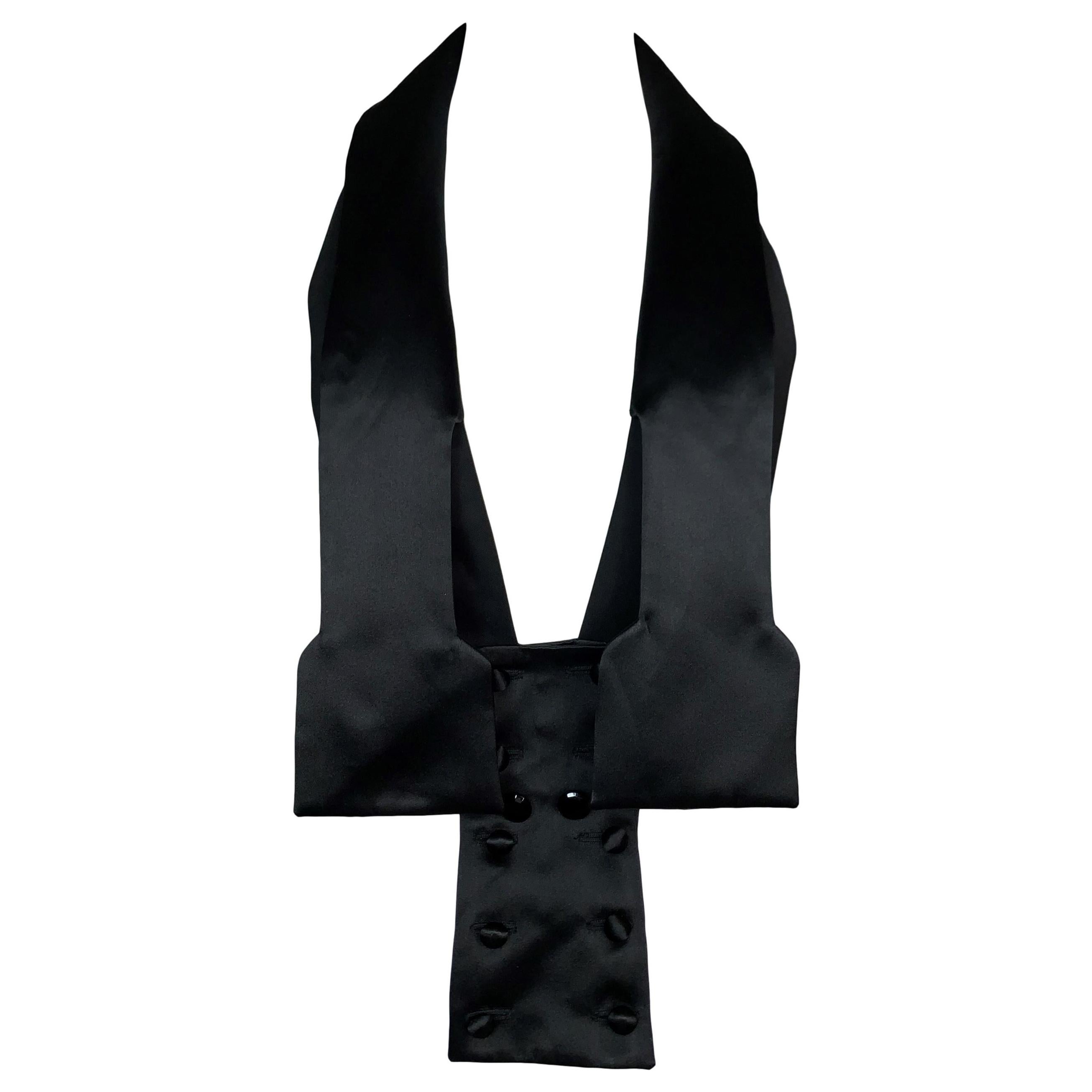 S/S 2004 Yves Saint Laurent Tom Ford Plunging Black Tuxedo Crop Top