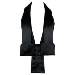 S/S 2004 Yves Saint Laurent Tom Ford Plunging Black Tuxedo Crop Top