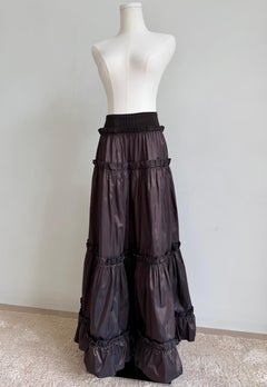 Roberto Cavalli Vintage 2005 Women's Brown Tiered Ruffle Maxi Skirt