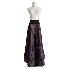 Roberto Cavalli Vintage 2005 Women's Brown Tiered Ruffle Maxi Skirt