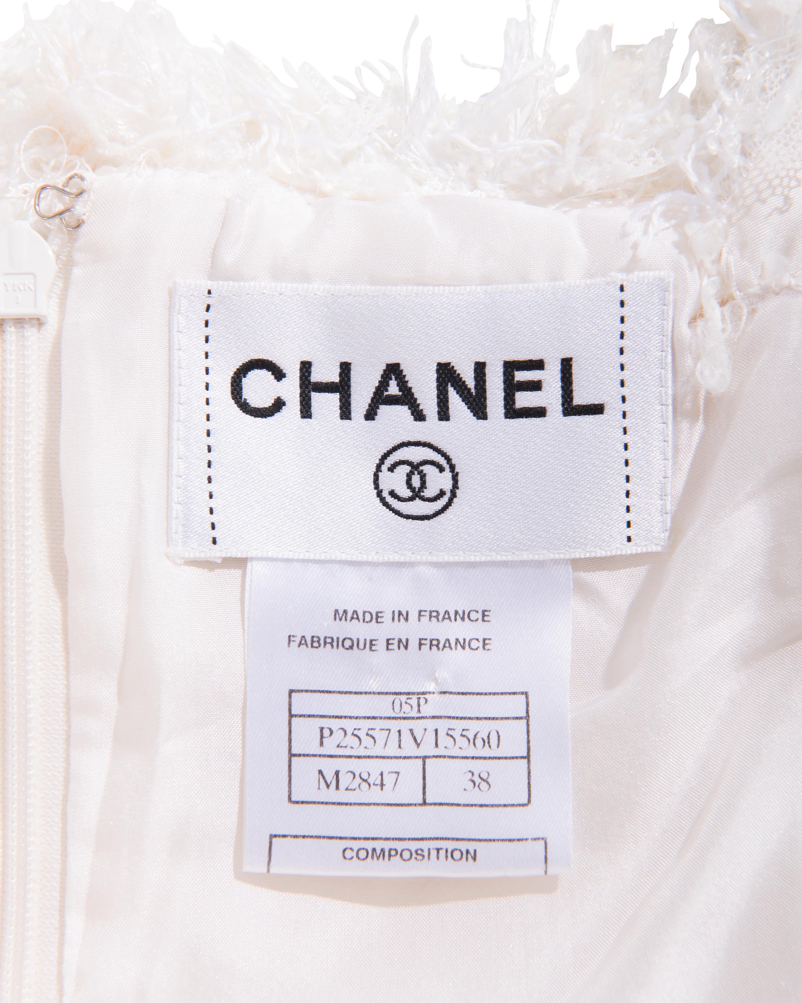 S/S 2005 Chanel by Karl Lagerfeld Metallic White Tweed Above-Knee Dress For Sale 5