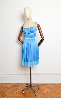 S/S 2005 CHLOÉ by Phoebe Philo Azure Blue Satin Silk Slip Tea Dress