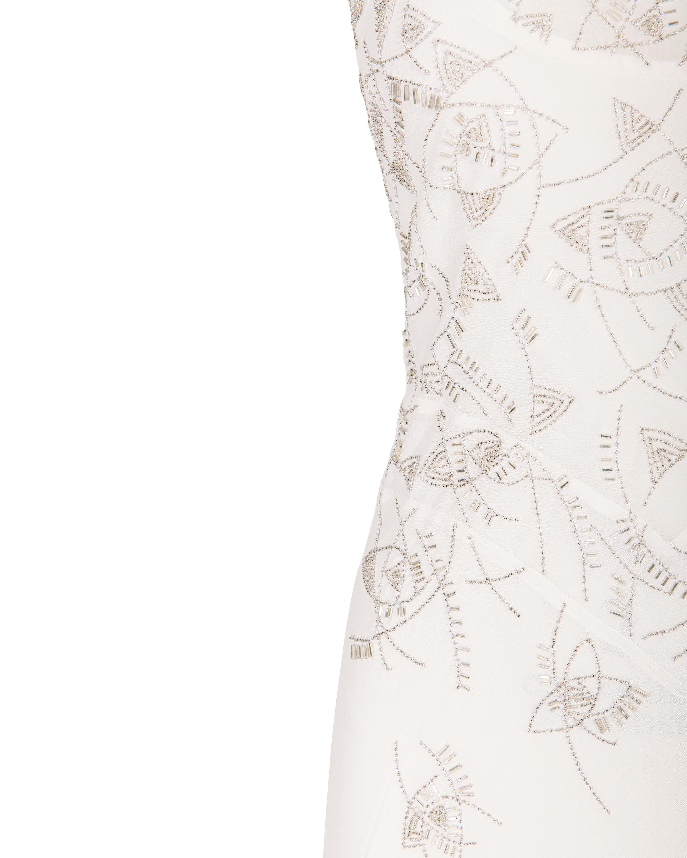 S/S 2005 Christian Dior by Galliano Ecru Geometric Embellished Bias Cut Gown 1