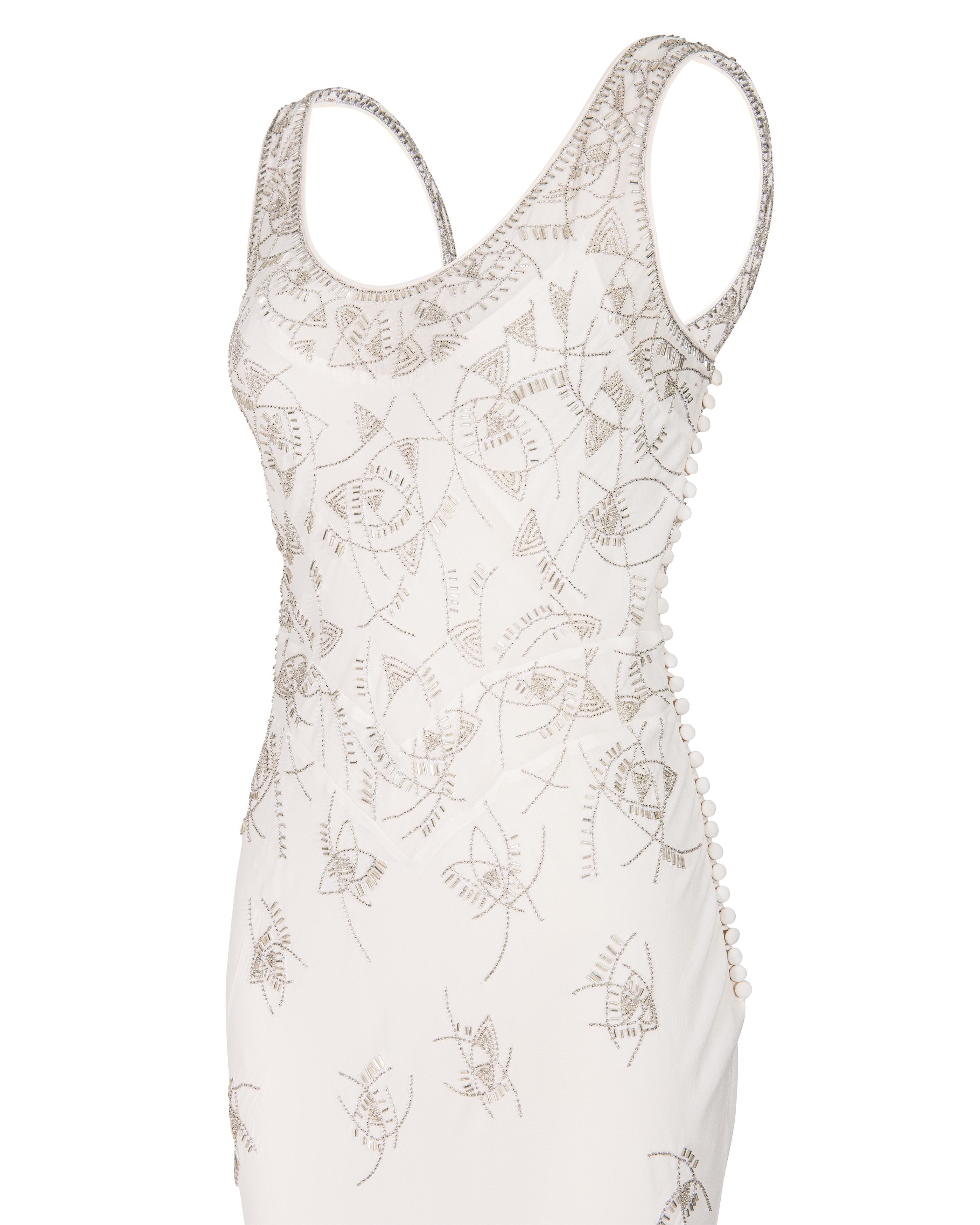 S/S 2005 Christian Dior by Galliano Ecru Geometric Embellished Bias Cut Gown 3