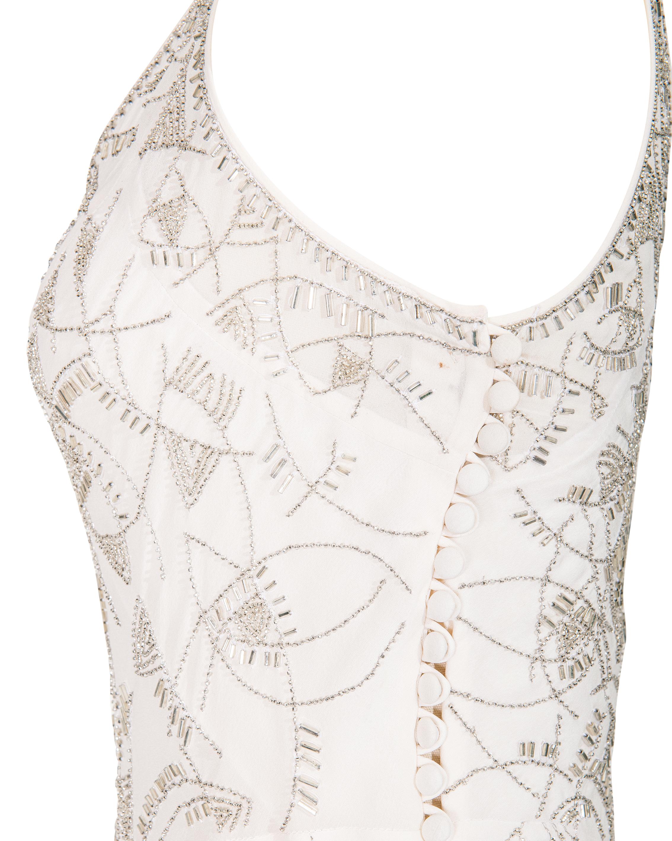 S/S 2005 Christian Dior by Galliano Ecru Geometric Embellished Bias Cut Gown 4