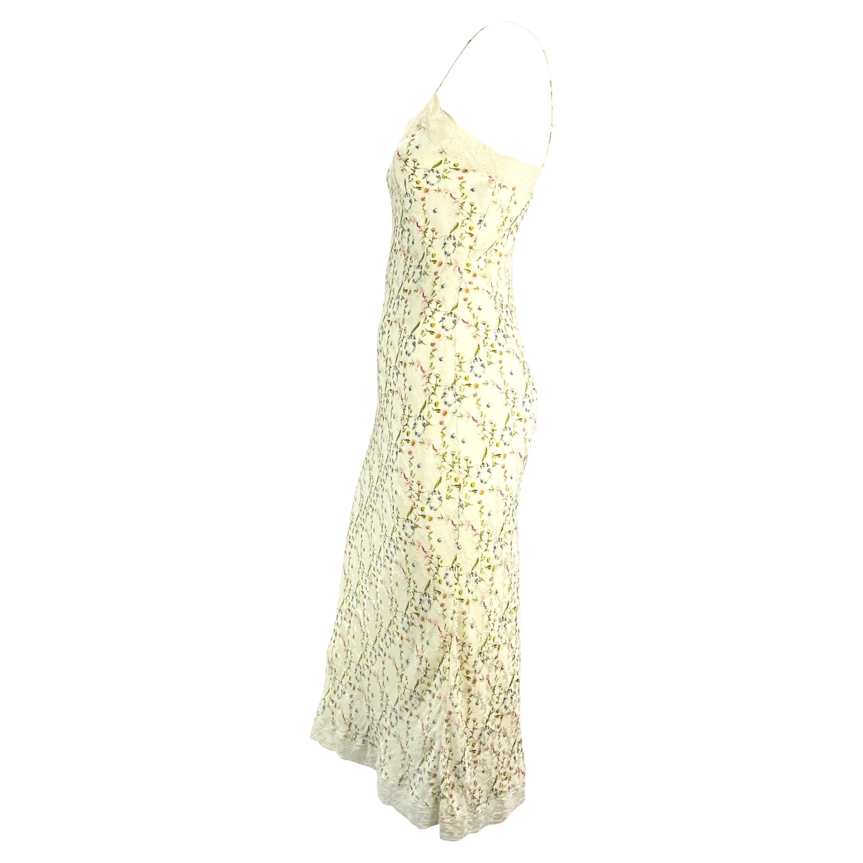 S/S 2005 Christian Dior by John Galliano Floral Diorissimo Lace Slip Dress In Excellent Condition In West Hollywood, CA