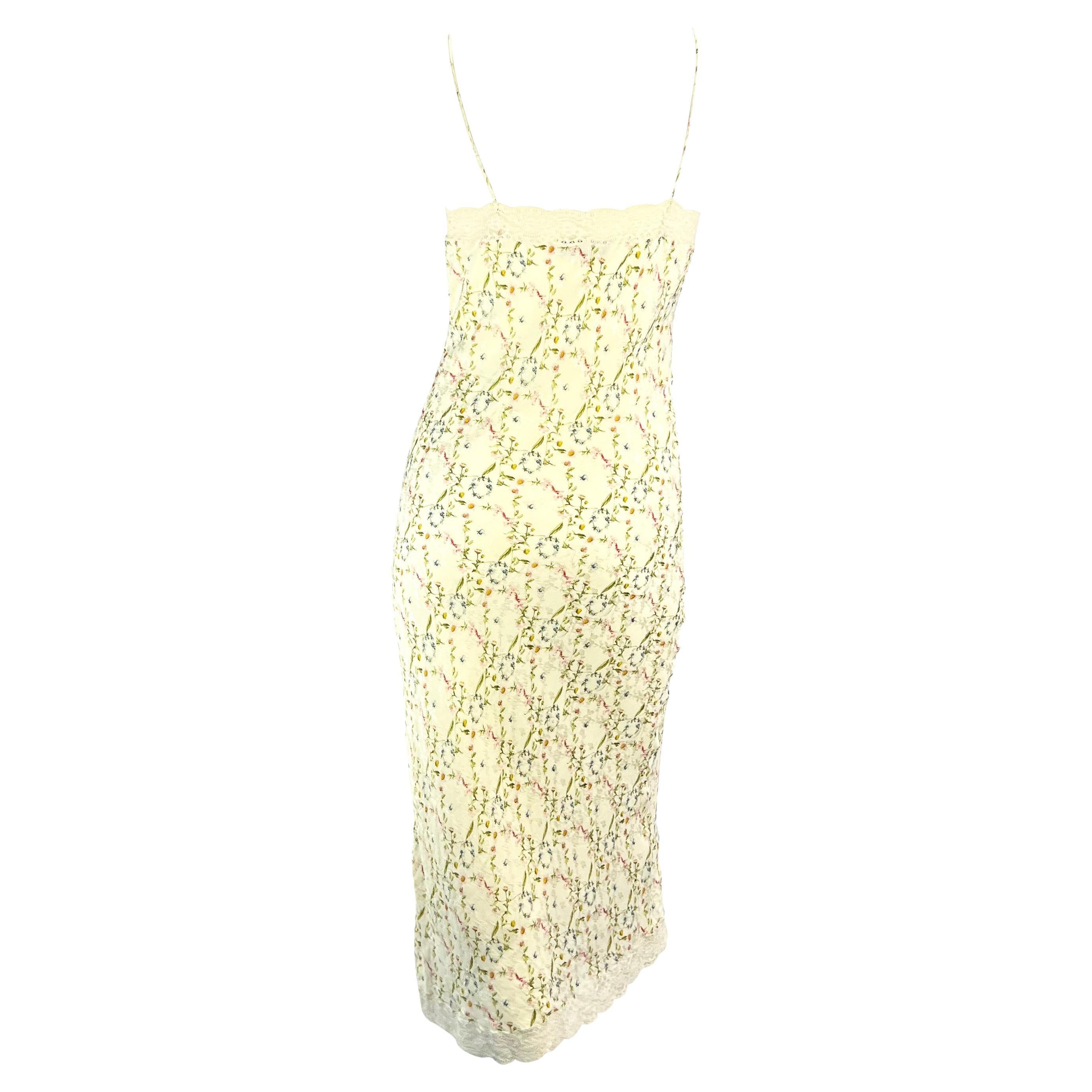 S/S 2005 Christian Dior by John Galliano Floral Diorissimo Lace Slip Dress 1