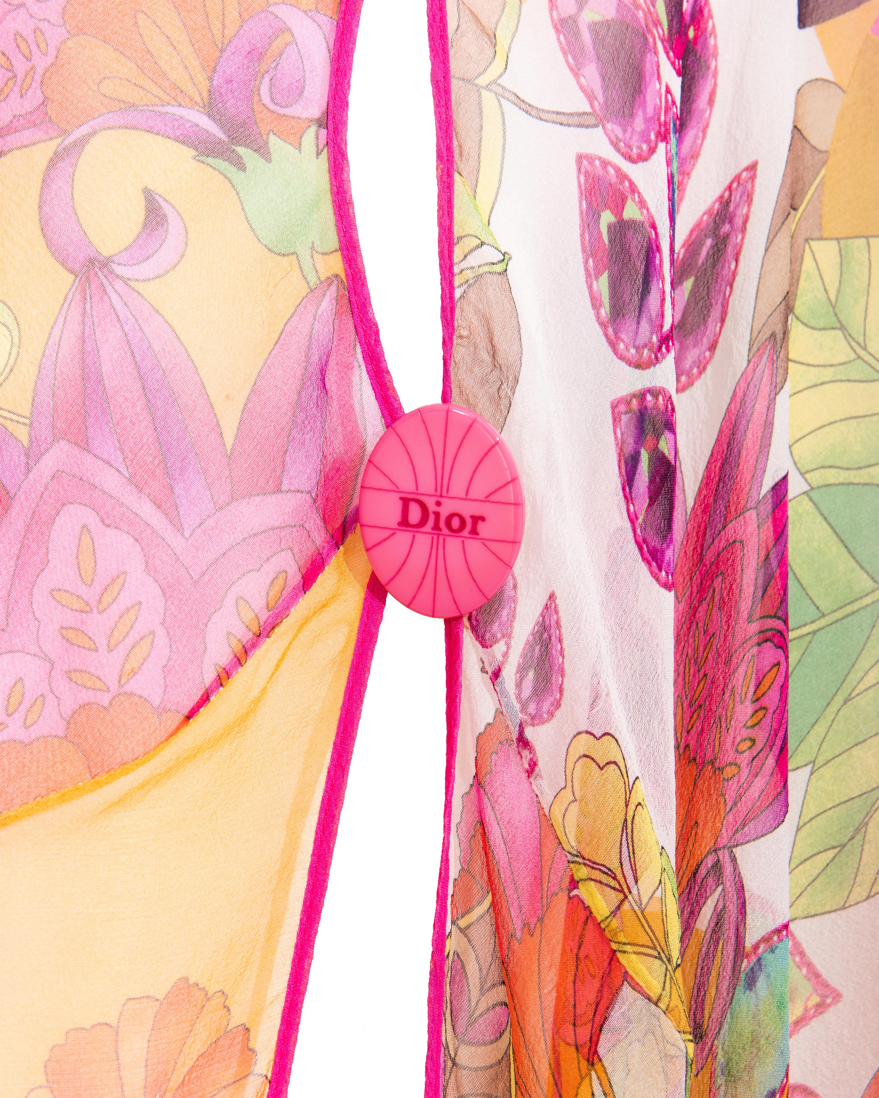S/S 2005 Christian Dior by John Galliano Floral Print Asymmetrical Silk Skirt 3