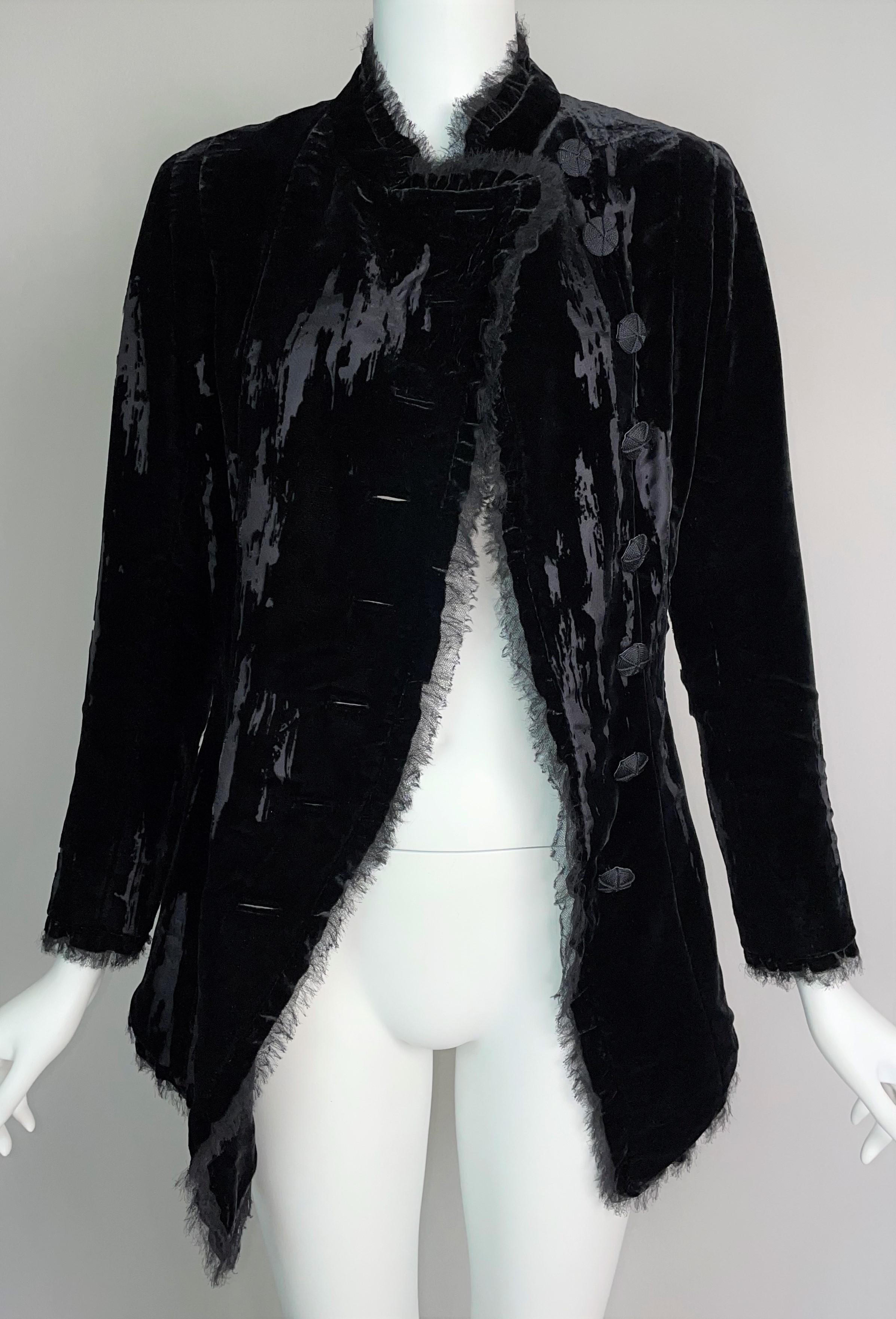 S/S 2005 Christian Dior by John Galliano Haute Couture Black Velvet Jacket In Excellent Condition For Sale In Yukon, OK
