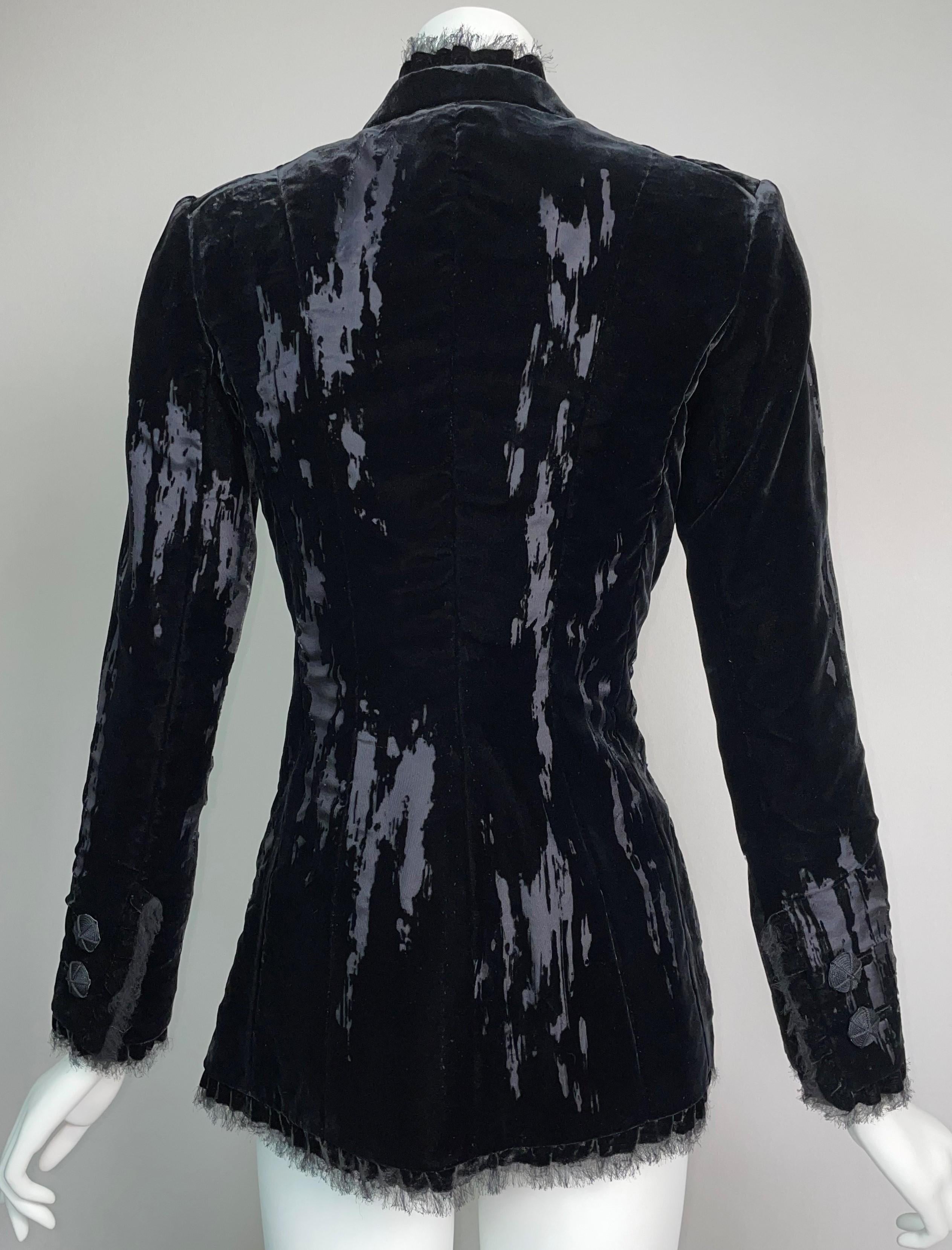 Women's S/S 2005 Christian Dior by John Galliano Haute Couture Black Velvet Jacket For Sale