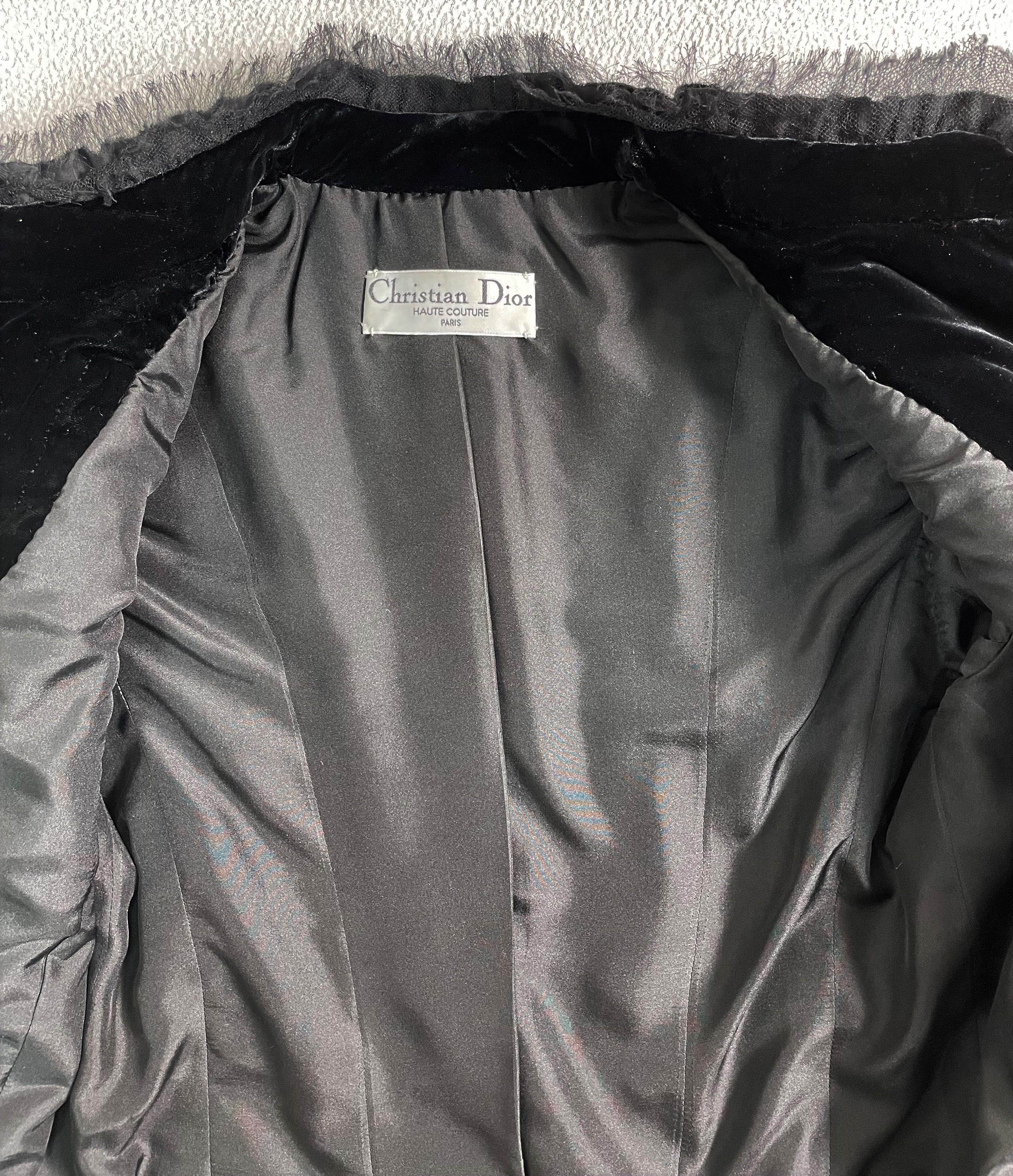 S/S 2005 Christian Dior by John Galliano Haute Couture Black Velvet Jacket For Sale 1