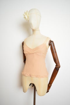 S/S 2005 Christian Dior by John Galliano Top camisola de seda pura color melocotón desnudo