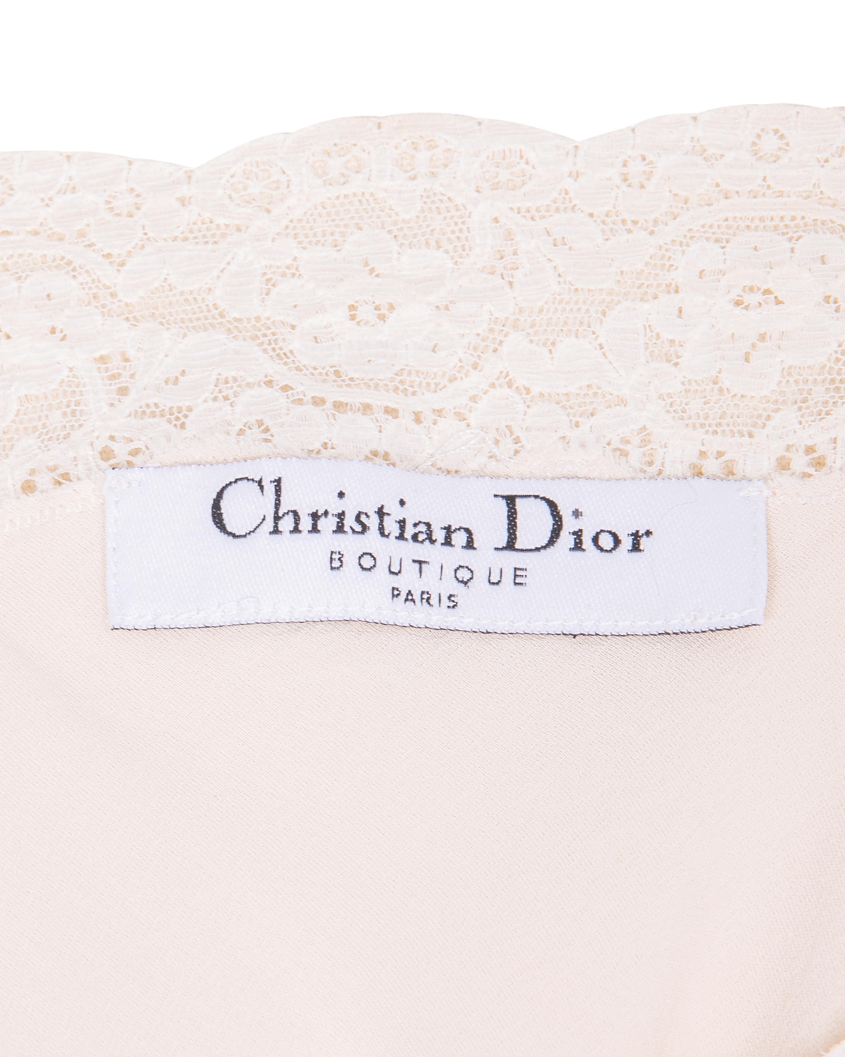 S/S 2005 Christian Dior by John Galliano Polka Dot Bias Cut Cream Slip Dress 3