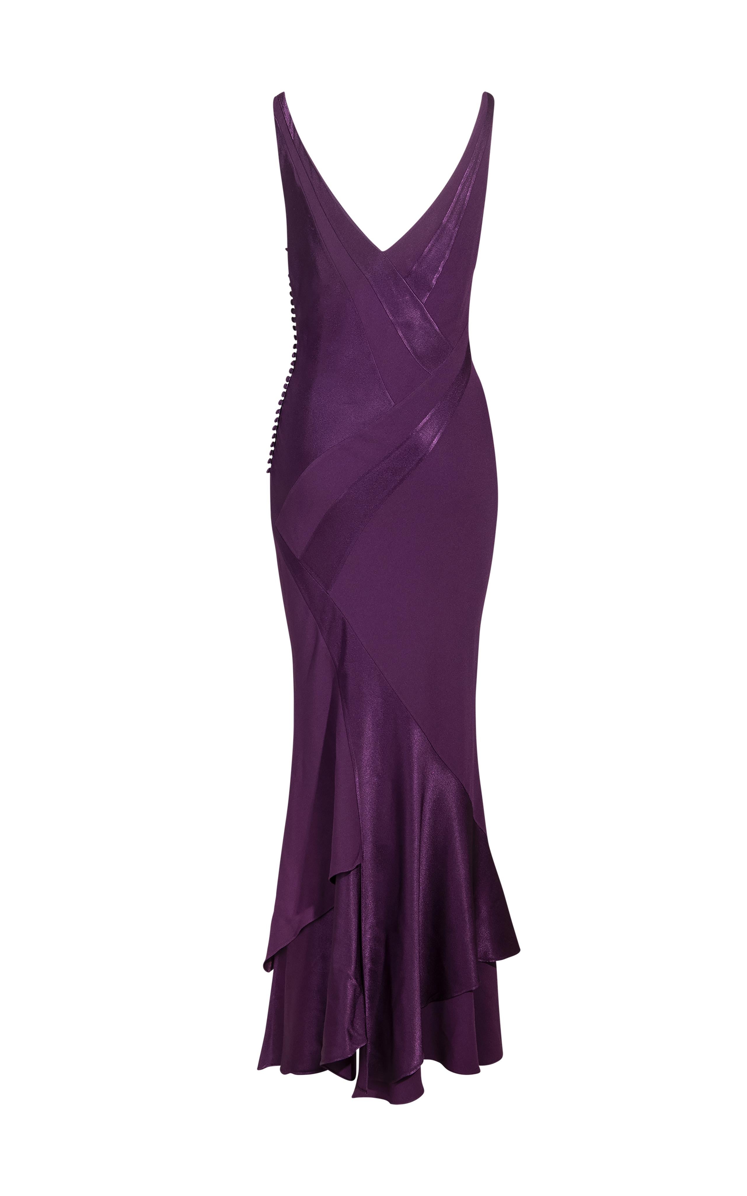 S/S 2005 Christian Dior by John Galliano Purple V-Neck Gown In Good Condition In North Hollywood, CA