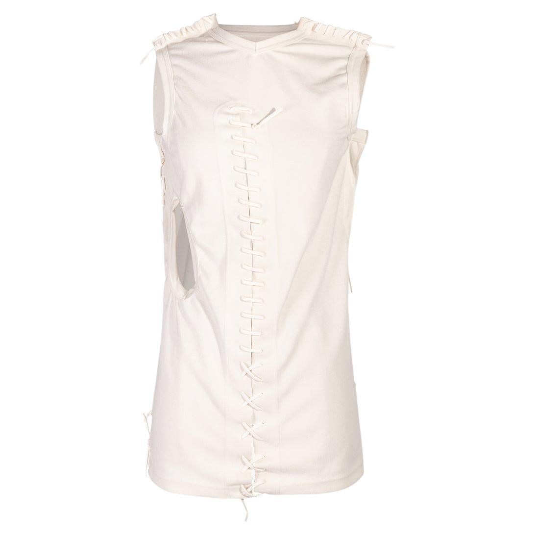 S/S 2005 Comme des Garcons White Tank Top with Saddle Stitch Details