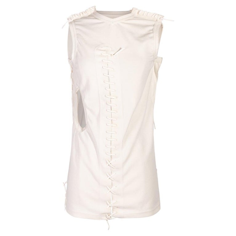 S/S 2005 Comme des Garcons White Tank Top with Saddle Stitch Details For  Sale at 1stDibs