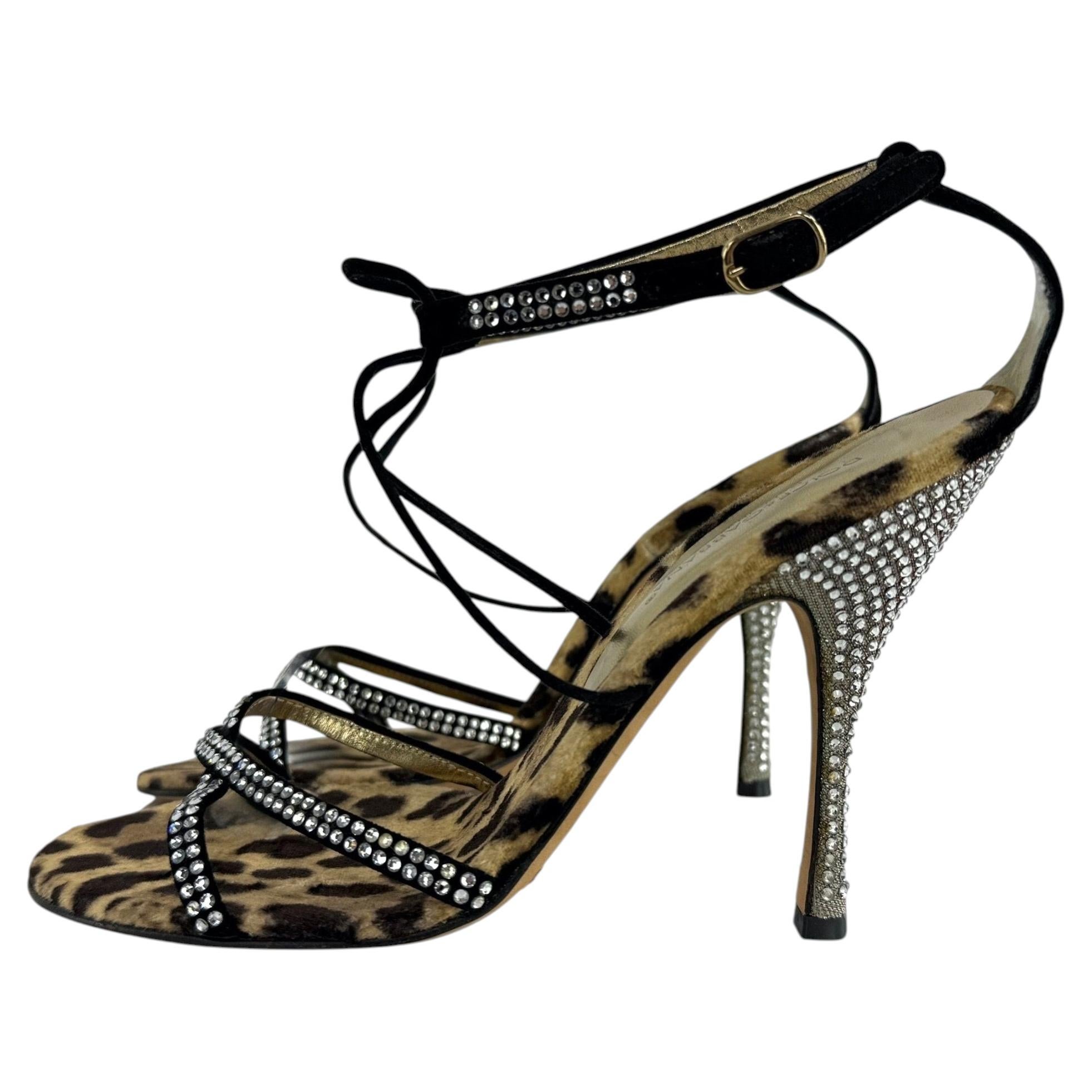 S/S 2005 Dolce & Gabbana Crystal Rhinestone Velvet Strappy Sandal Heels 37 1