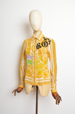 S/S 2005 Donatella Versace Barroco Rococó Caos Couture Camisa de seda