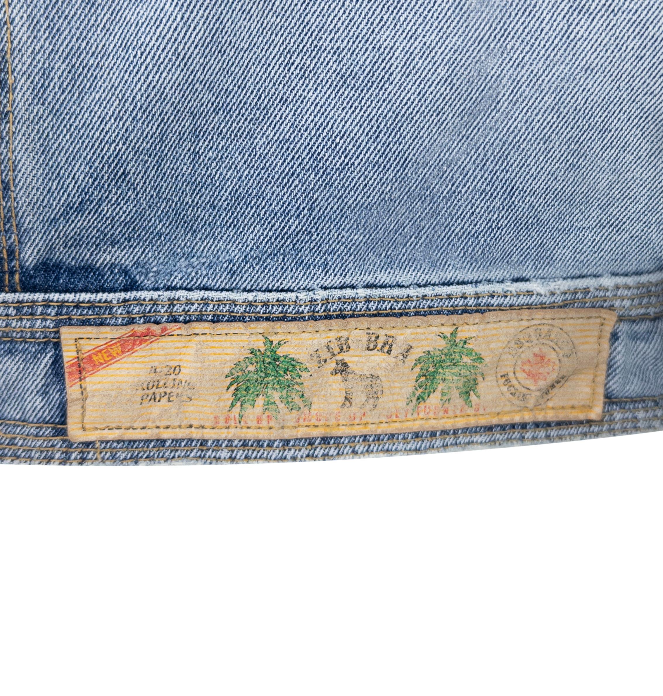 S/S 2005 Dsquared2 Marijuana Leaf Stoner Distressed Denim Cropped Jacket en vente 1